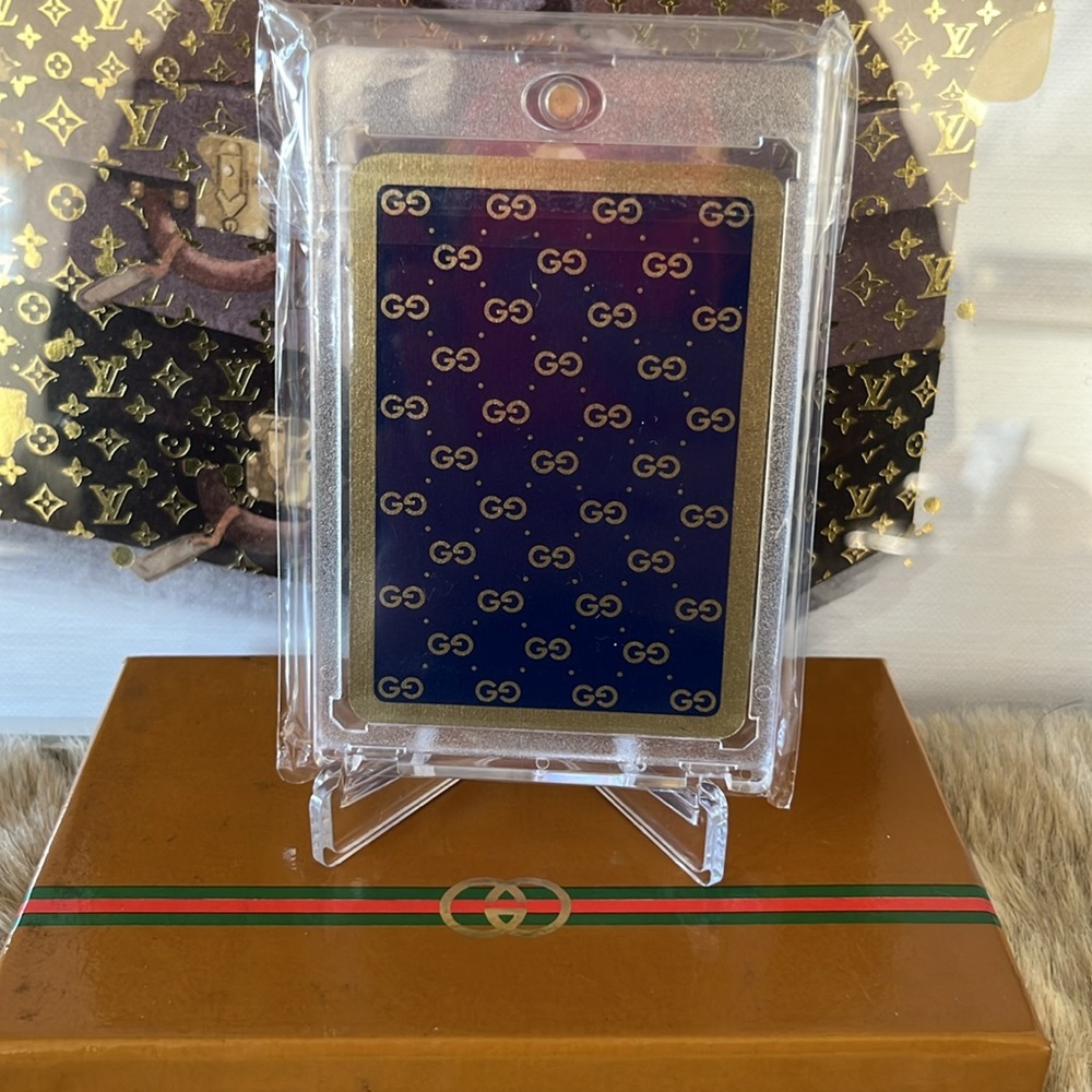 Gucci Playing card Monogram blue Vintage. One Gucci Authenticated Playing Card.